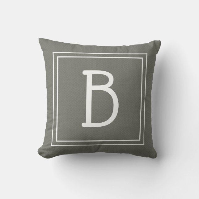 Modern Monogrammed Family Initial Stylish Green Throw Pillow (Front)