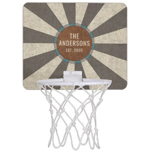 Modern Monogrammed Family Name Mini Basketball Hoop