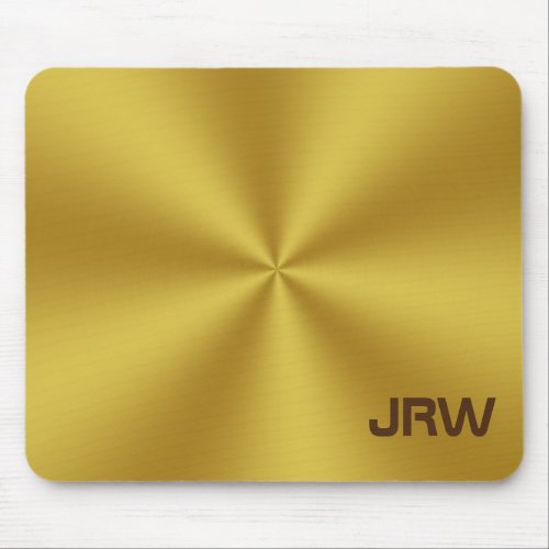 Modern Monogrammed Faux Brushed Gold Mouse Pad