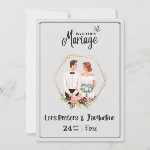 modern monogrammed folded marriage invitation