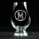 Modern Monogrammed Glencairn Glass<br><div class="desc">Our monogrammed glass is classy and just a bit edgy, making it the perfect personalized gift for the modern man or woman. These glasses are a cool gift for men, women, bridesmaids, groomsmen, friends, or family. Our master glass carvers will carve away the background panel from the glass, leaving the...</div>