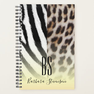Modern Monogrammed Gold Animal Print Planner