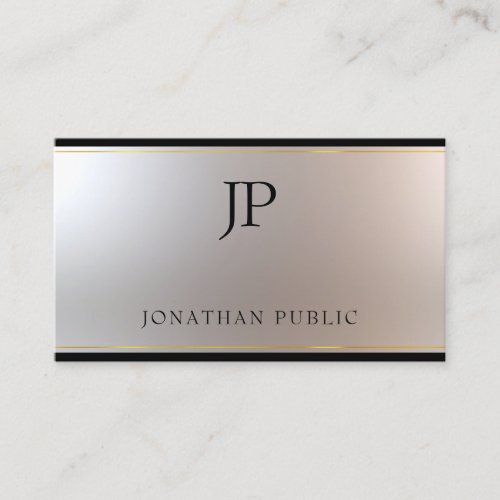 Modern Monogrammed Gold Silver Template Luxury Business Card