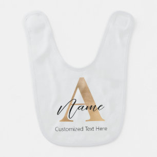 Modern Monogrammed Initial A & Name Personalized Baby Bib