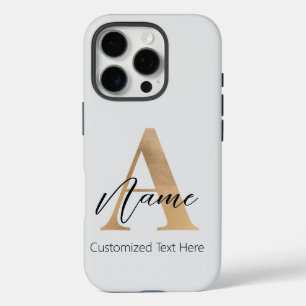 Modern Monogrammed Initial A & Name Personalized iPhone 16 Pro Case