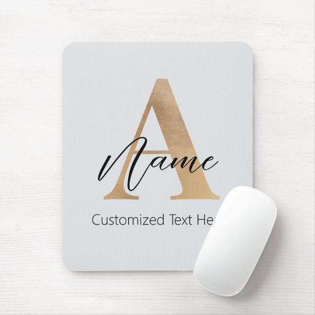 Modern Monogrammed Initial A & Name Personalized Mouse Pad (With Mouse)