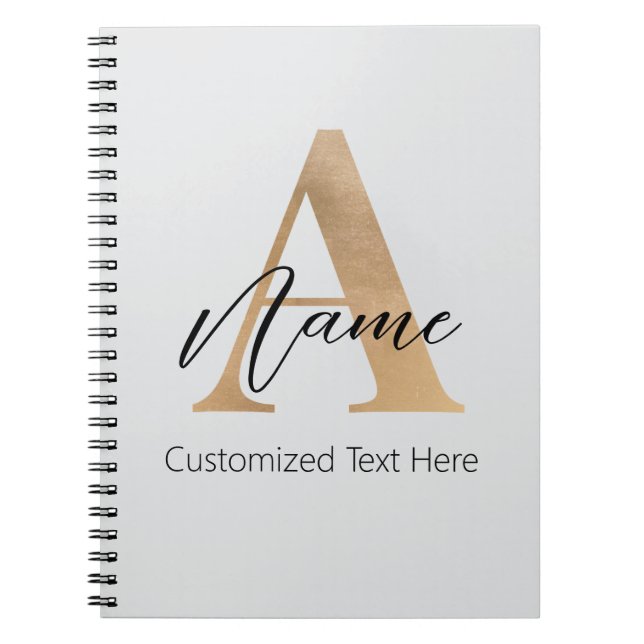 Modern Monogrammed Initial A & Name Personalized Notebook (Front)