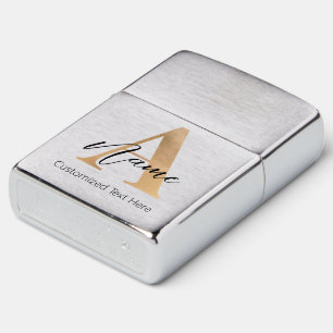 Modern Monogrammed Initial A & Name Personalized Zippo Lighter