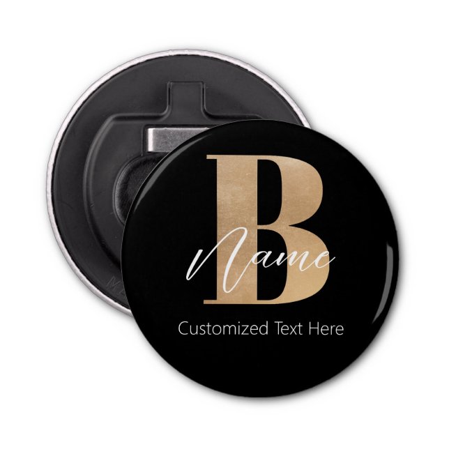 Modern Monogrammed Initial B & Name Personalized Bottle Opener (Front)