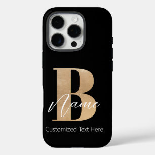 Modern Monogrammed Initial B & Name Personalized iPhone 16 Pro Case