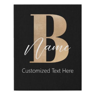 Modern Monogrammed Initial B & Name Personalized Faux Canvas Print