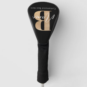 Modern Monogrammed Initial B & Name Personalized Golf Head Cover