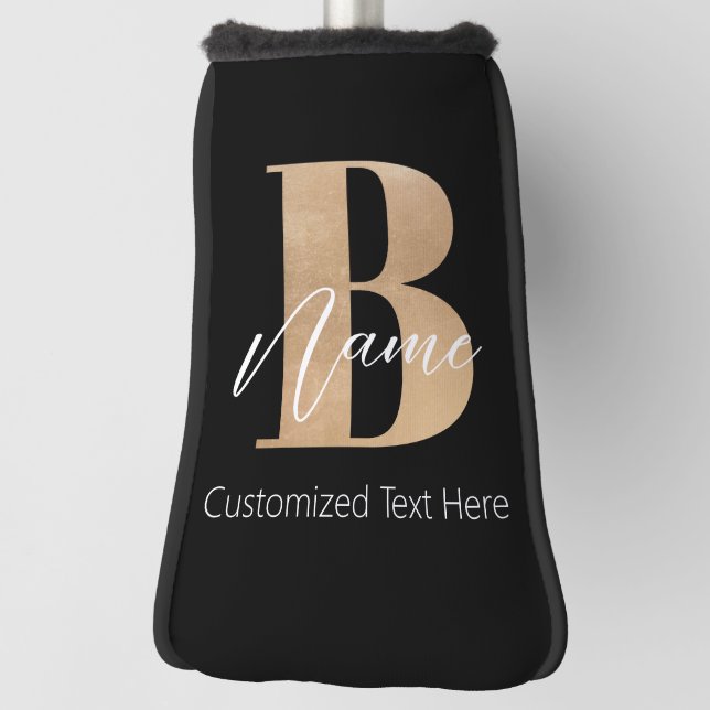 Modern Monogrammed Initial B & Name Personalized Golf Head Cover (Rotate 90)
