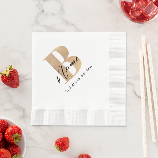 Modern Monogrammed Initial B & Name Personalized Napkins (Insitu)