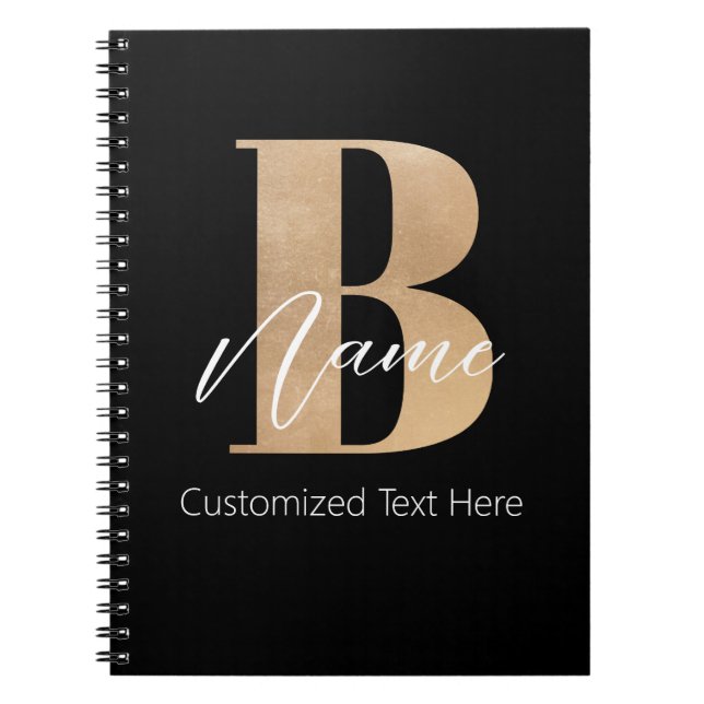 Modern Monogrammed Initial B & Name Personalized Notebook (Front)