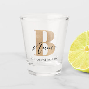 Modern Monogrammed Initial B & Name Personalized Shot Glass