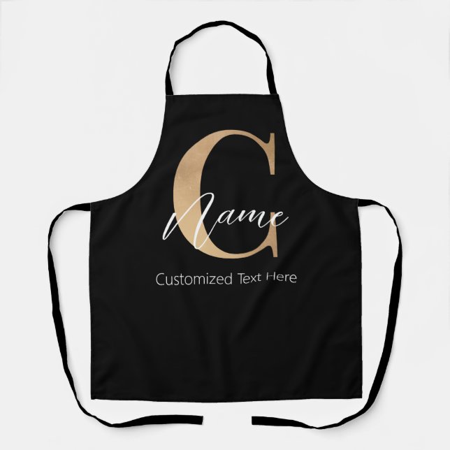 Modern Monogrammed Initial C & Name Personalized Apron (Front)