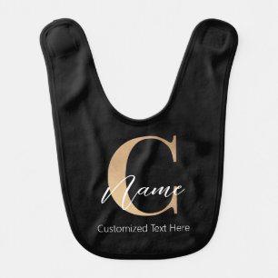 Modern Monogrammed Initial C & Name Personalized Baby Bib