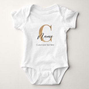 Modern Monogrammed Initial C & Name Personalized Baby Bodysuit