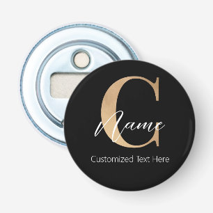 Modern Monogrammed Initial C & Name Personalized Bottle Opener