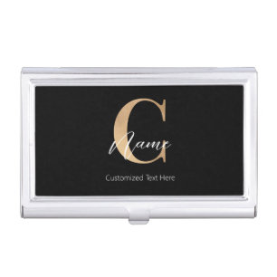 Modern Monogrammed Initial C & Name Personalized Business Card Case
