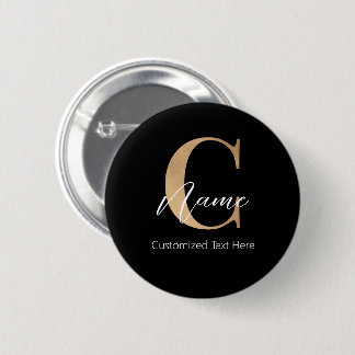 Modern Monogrammed Initial C & Name Personalized Button