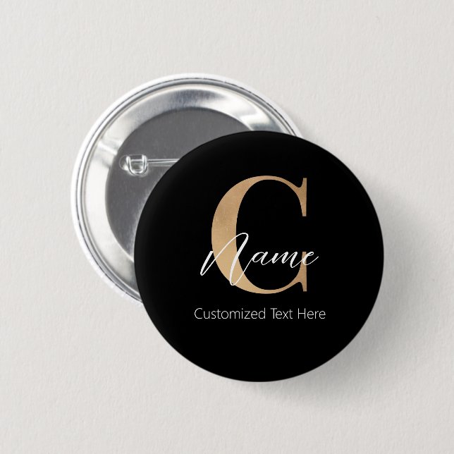 Modern Monogrammed Initial C & Name Personalized Button (Front & Back)
