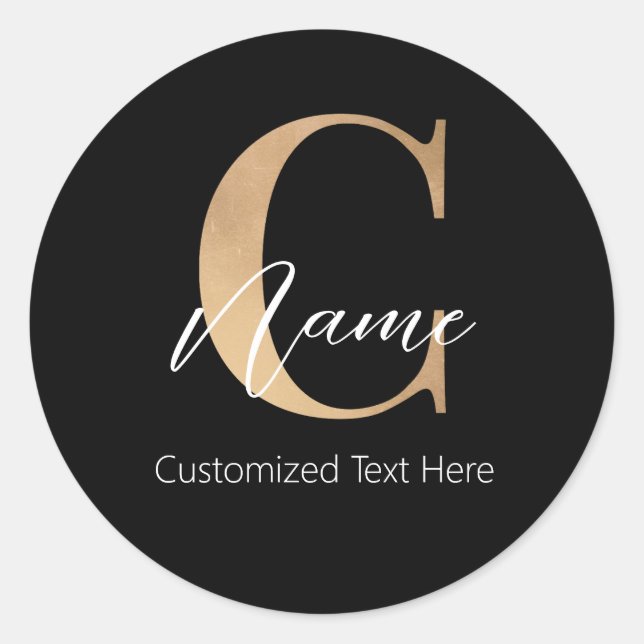 Modern Monogrammed Initial C & Name Personalized Classic Round Sticker (Front)