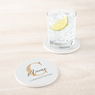 Modern Monogrammed Initial C & Name Personalized Coaster
