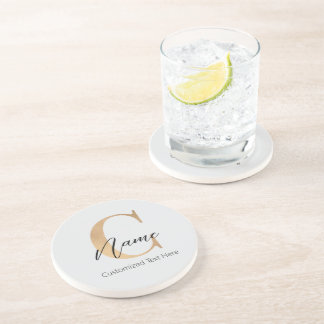 Modern Monogrammed Initial C & Name Personalized Coaster