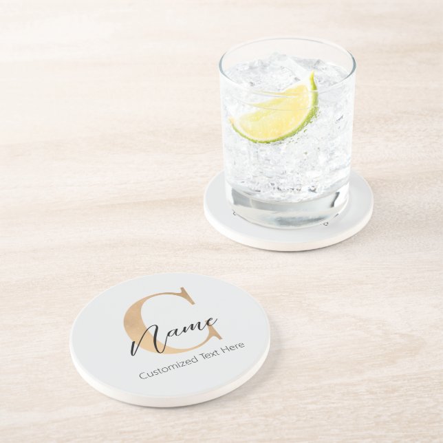 Modern Monogrammed Initial C & Name Personalized Coaster (Side)