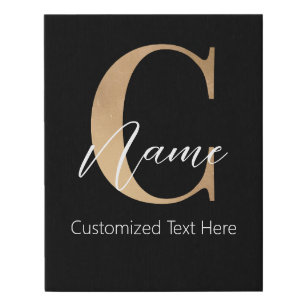 Modern Monogrammed Initial C & Name Personalized Faux Canvas Print