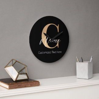 Modern Monogrammed Initial C & Name Personalized Large Clock