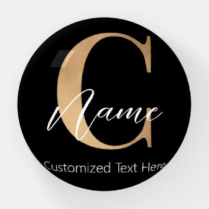 Modern Monogrammed Initial C & Name Personalized Paperweight