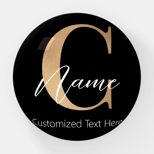 Modern Monogrammed Initial C & Name Personalized Paperweight (Front)