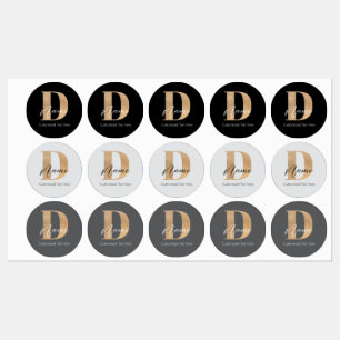 Modern Monogrammed Initial D & Name Personalized Labels