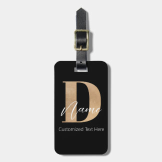 Modern Monogrammed Initial D & Name Personalized Luggage Tag