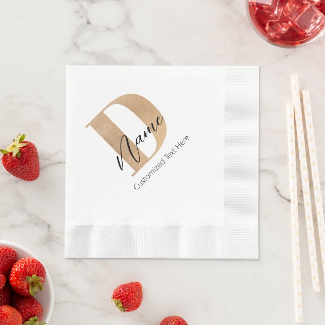 Modern Monogrammed Initial D & Name Personalized Napkins (Insitu)