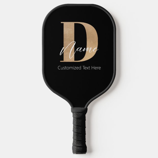 Modern Monogrammed Initial D & Name Personalized Pickleball Paddle (Front)
