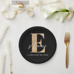 Modern Monogrammed Initial E & Name Personalized Paper Plates