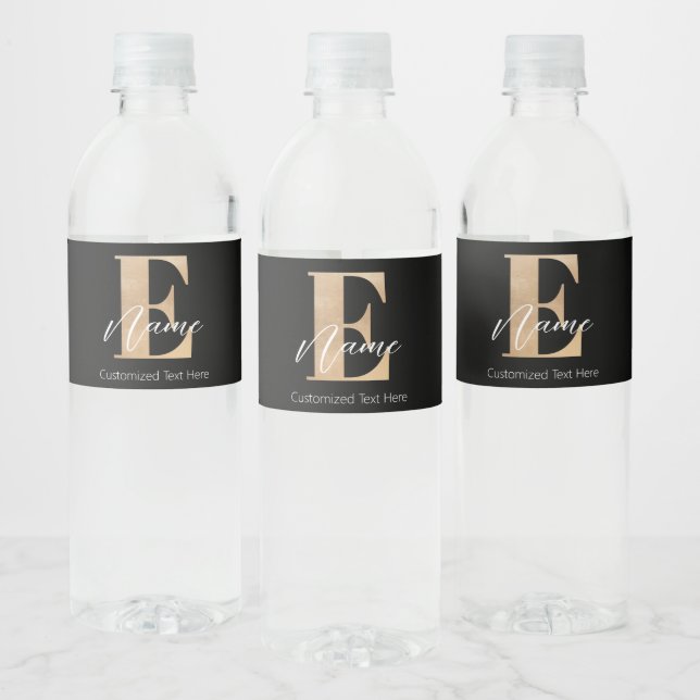 Modern Monogrammed Initial E & Name Personalized Water Bottle Label (Bottles)