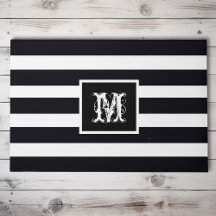 Modern Monogrammed Initial Elegant Black White 