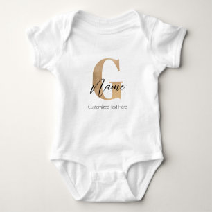 Modern Monogrammed Initial G & Name Personalized Baby Bodysuit