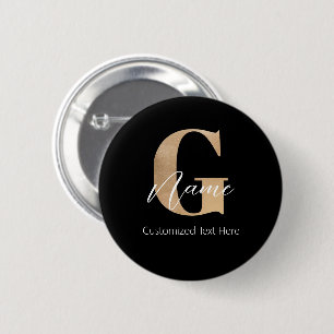 Modern Monogrammed Initial G & Name Personalized Button