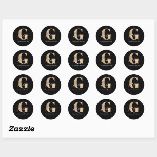 Modern Monogrammed Initial G & Name Personalized Classic Round Sticker