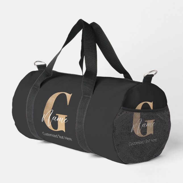 Modern Monogrammed Initial G & Name Personalized Duffle Bag (Right Corner)