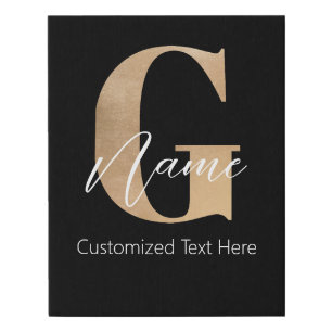 Modern Monogrammed Initial G & Name Personalized Faux Canvas Print