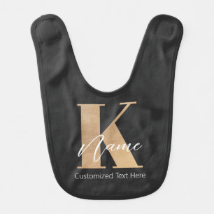 Modern Monogrammed Initial K & Name Personalized Baby Bib