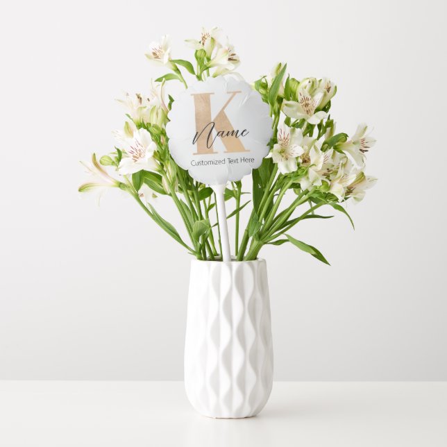 Modern Monogrammed Initial K & Name Personalized Balloon (Vase)