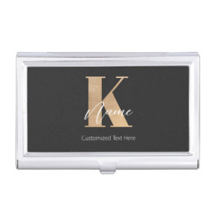 Modern Monogrammed Initial K & Name Personalized Business Card Case